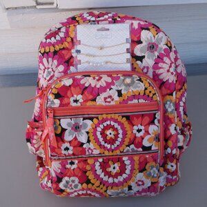 Vera Bradley Floral Quilted Backpack + D’Bello Gold Bracelet Trio | Like New
